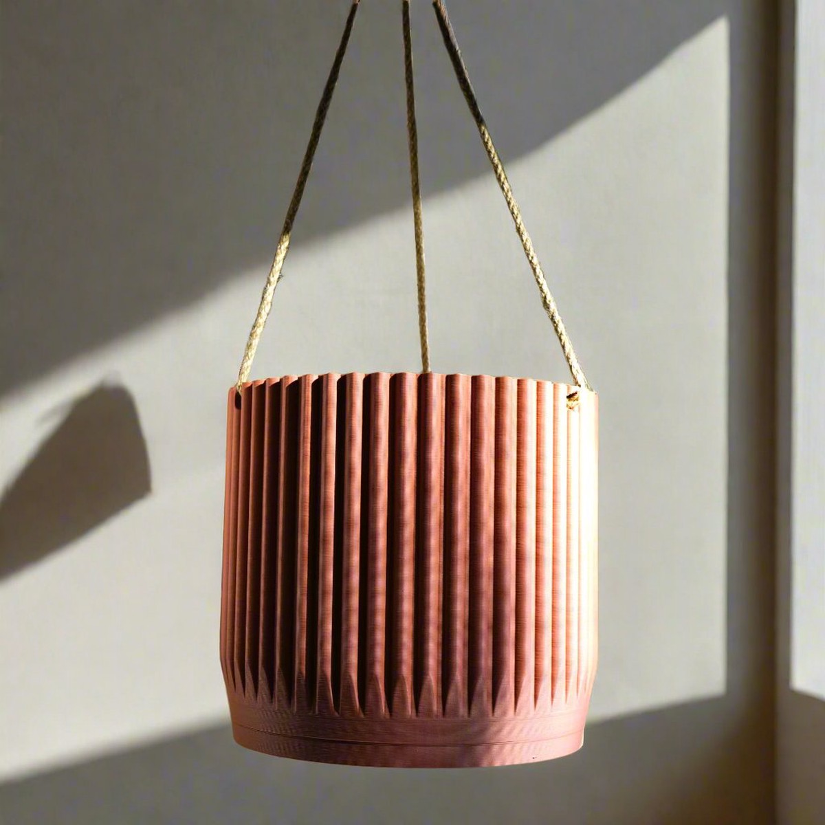 Mid Century Ribbed Hanging Plant Pots GreenNoDrainage6