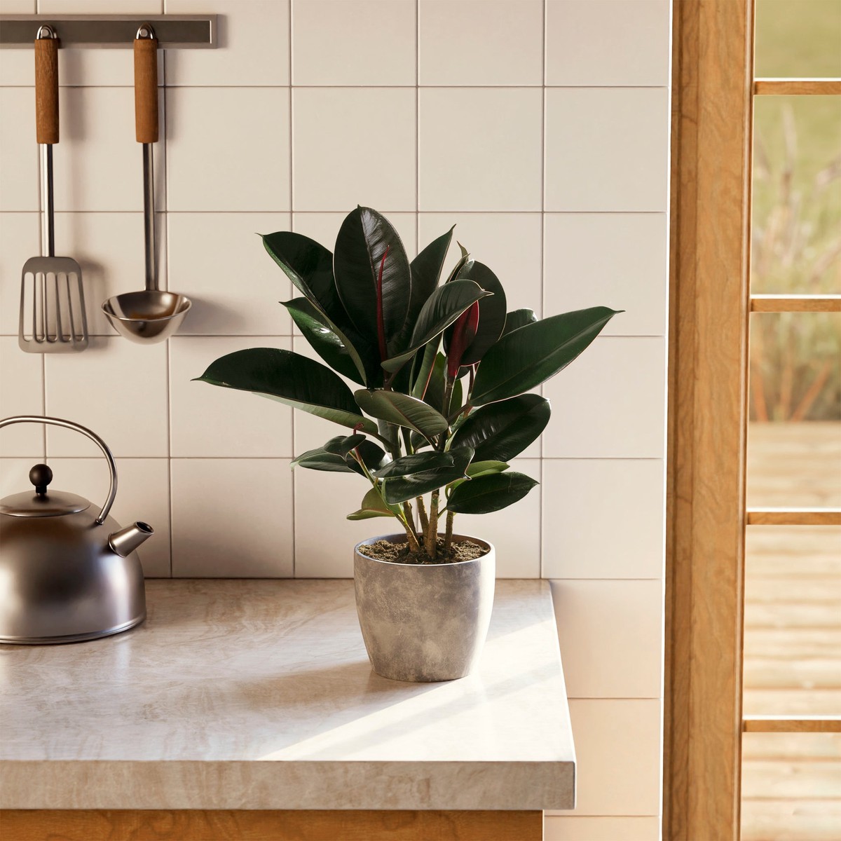 Ficus Elastica - Burgundy Rubber Tree MediumSmartWateringEarlGrey