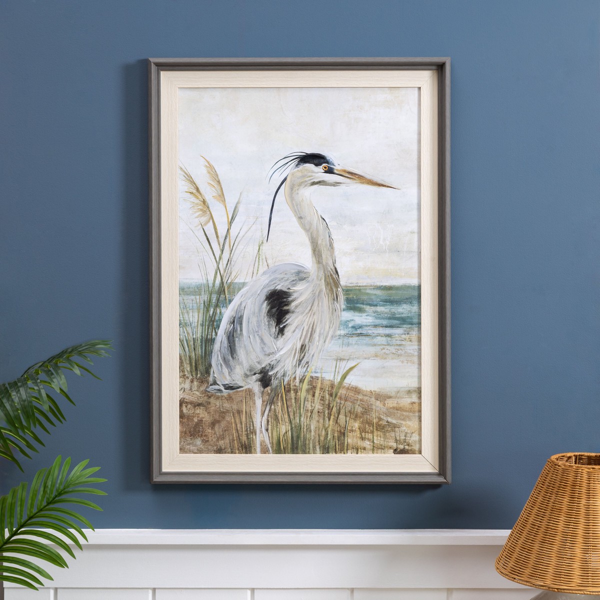 Blue Coastal Wall Dcor Canvas Egret 30 L X 20 H