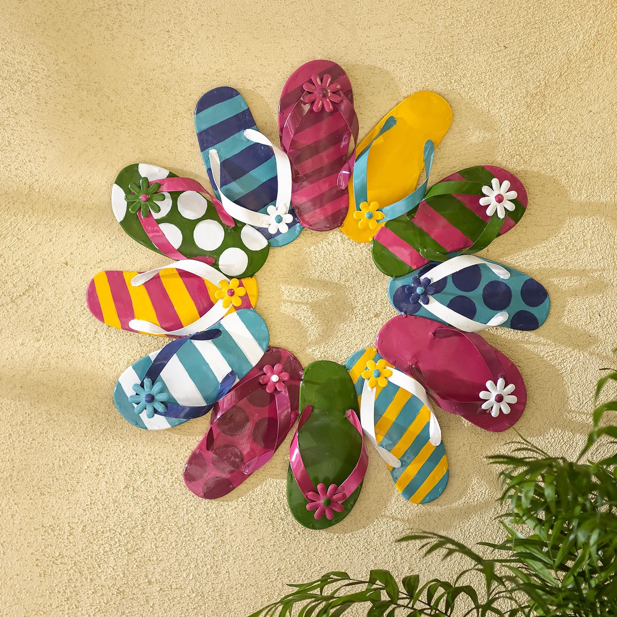 Boho Style Summer Flip-Flop Metal Wreath