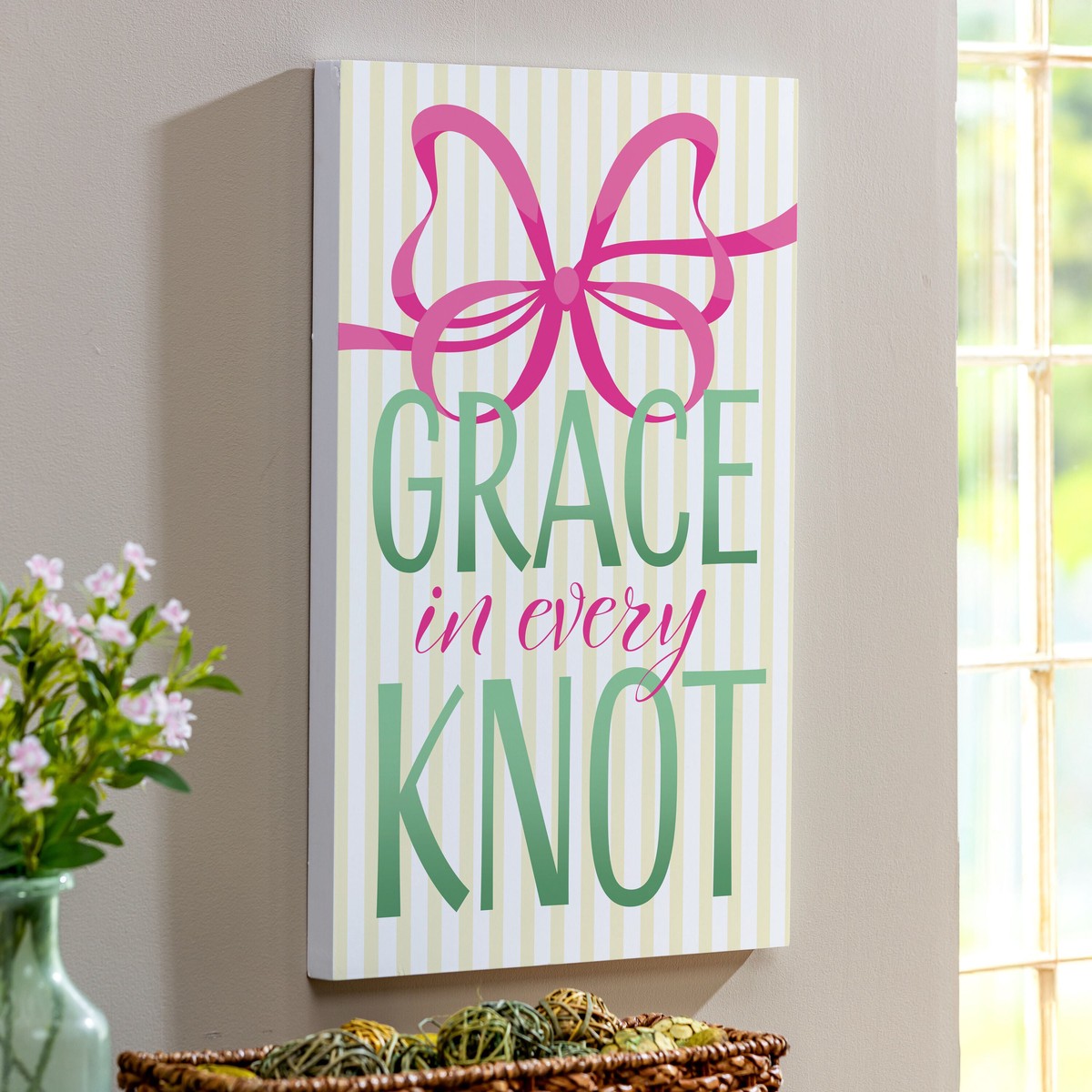 Bunny Blooms Indoor Wall Decor Grace In Every Knot 16 L X 24 H