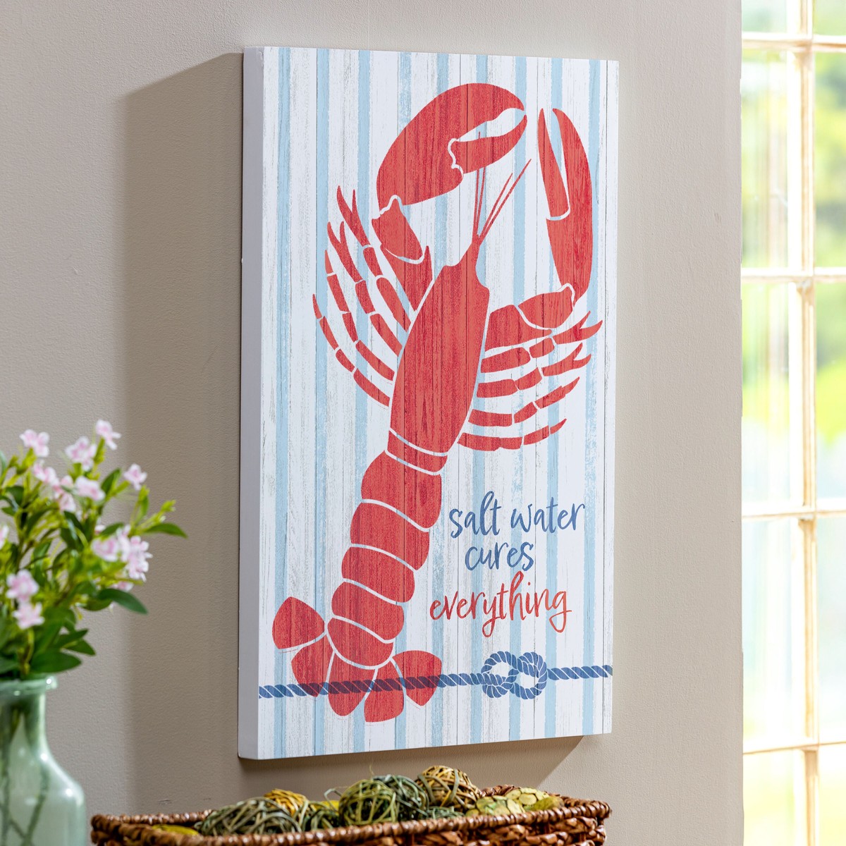 Coastal Wooden Wall Art Salt Water Lobster 16