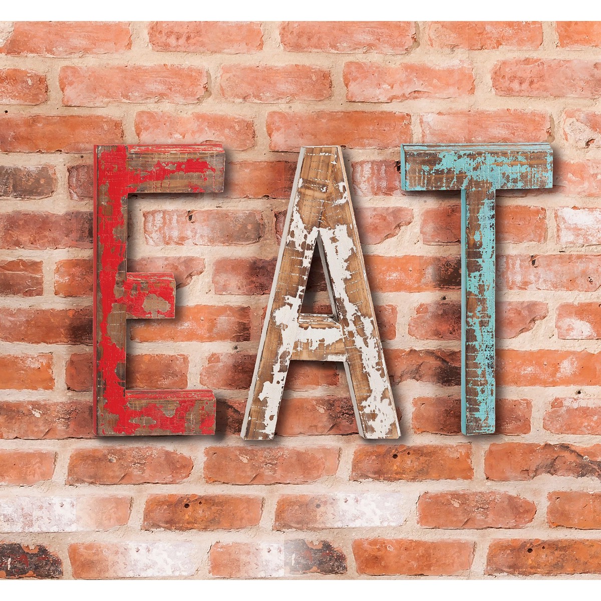 Distressed Wooden Eat Wall Dcor Set