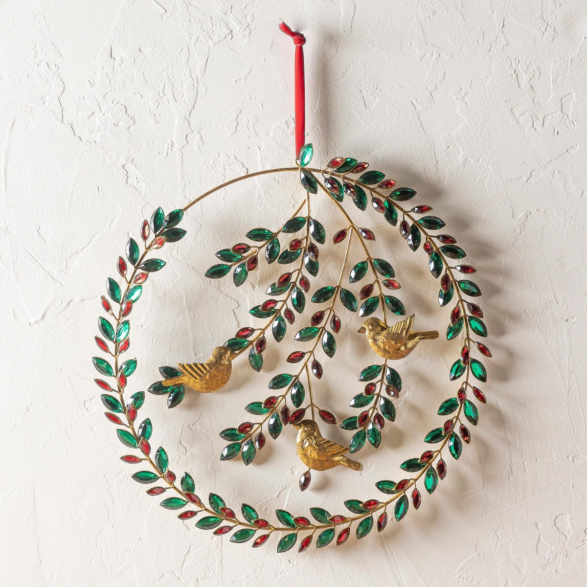 Jeweled Metal Holiday Wreath