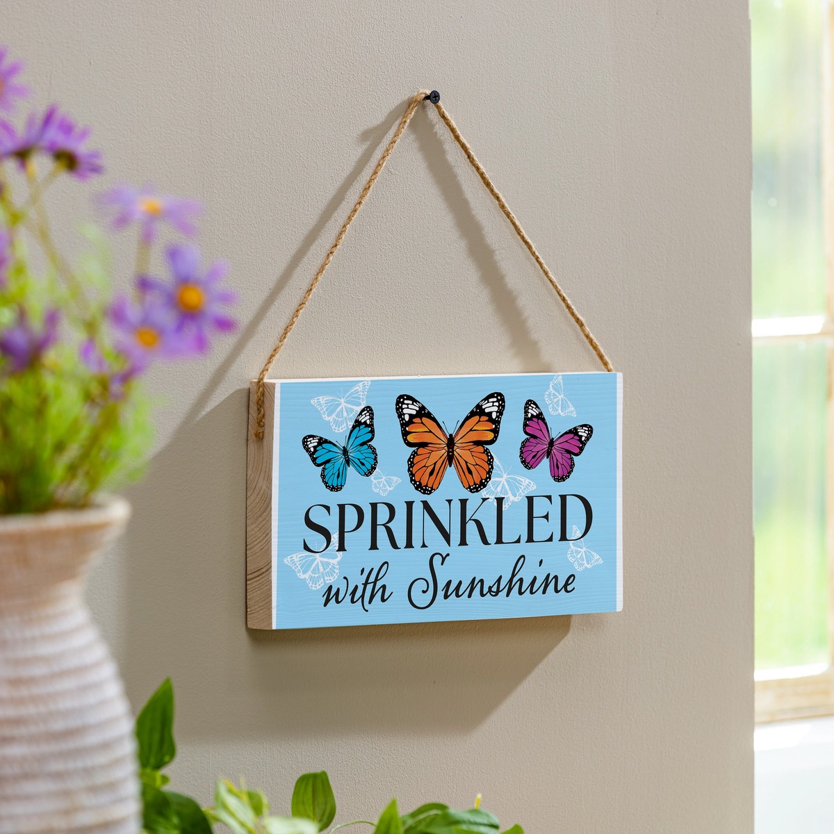 Pollinator Garden Decor Hanging Sign Sprinkled With Sunshine 11 L X 6 H
