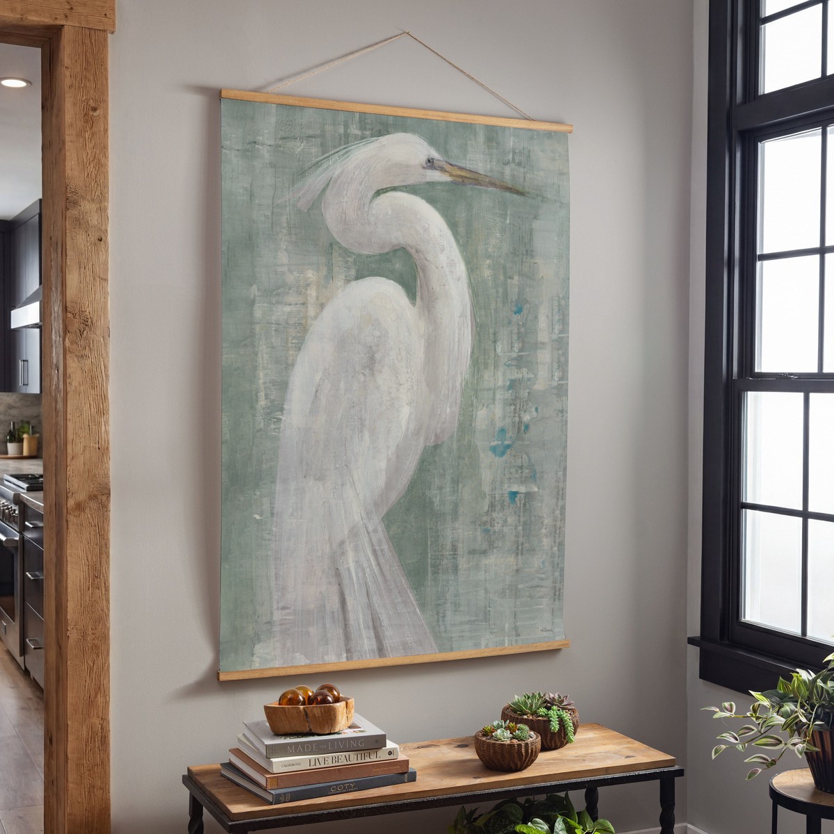 Seaside Retreat Indoor Wall Dcor Canvas Tapestry White Egret 36 CanvasTapestry