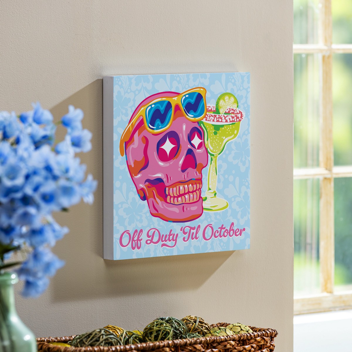 Summerween Indoor Wall Decor Off Duty Skull 12 L X 12 H
