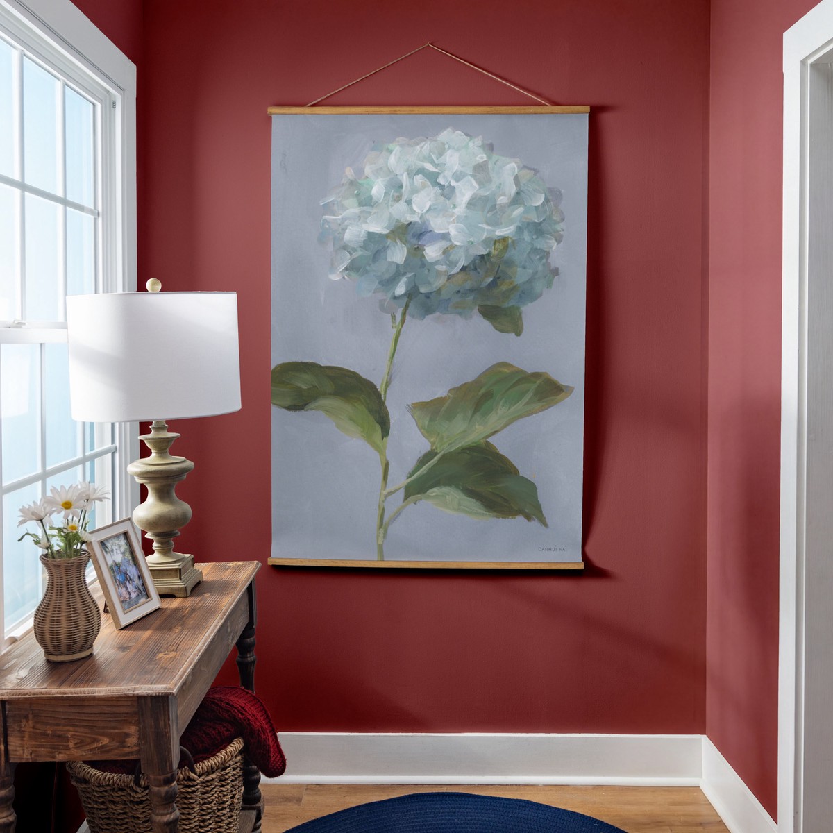 Vivastyle Hydrangea Haven Indoor Wall Dcor Canvas Tapestry Hydrangea Stem 52 CanvasTapestry