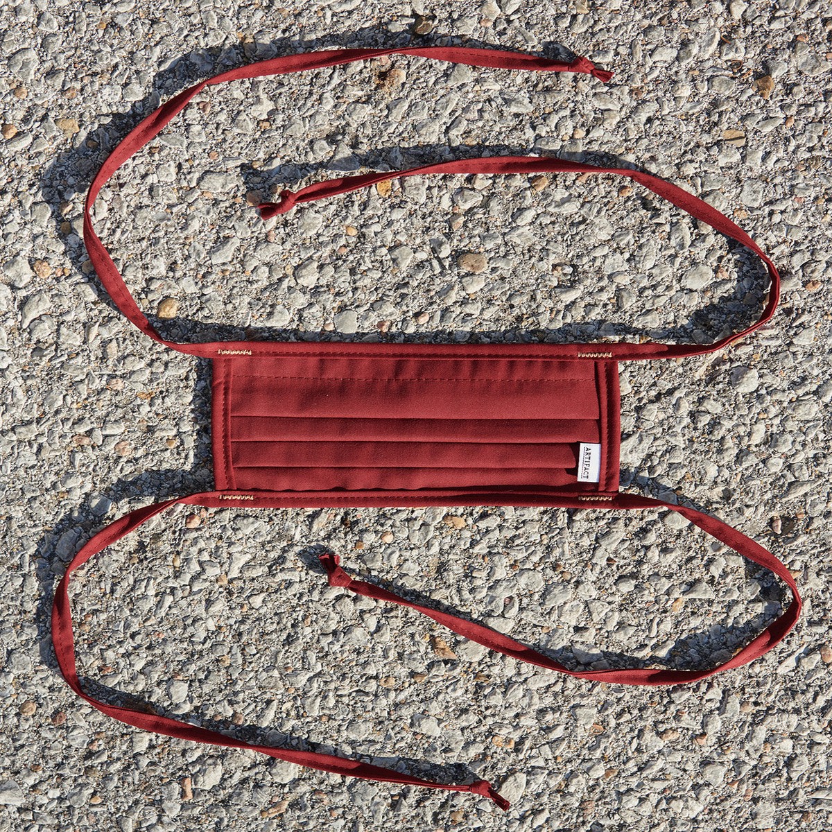 Cotton Mask w Ties - Maroon Brown Sliders - SALE