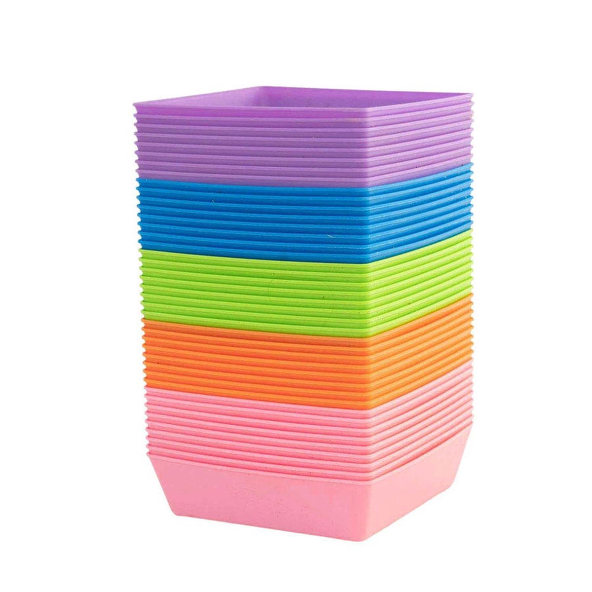 Microgreen 5x5 Trays Multicolor - no holes extra strength shallow 125 inches deep