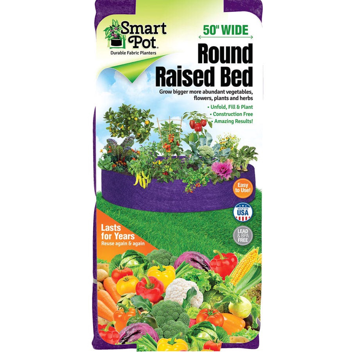 Smart Pot Round Raised Bed (Purple) 100-Gallon Fabric Planter