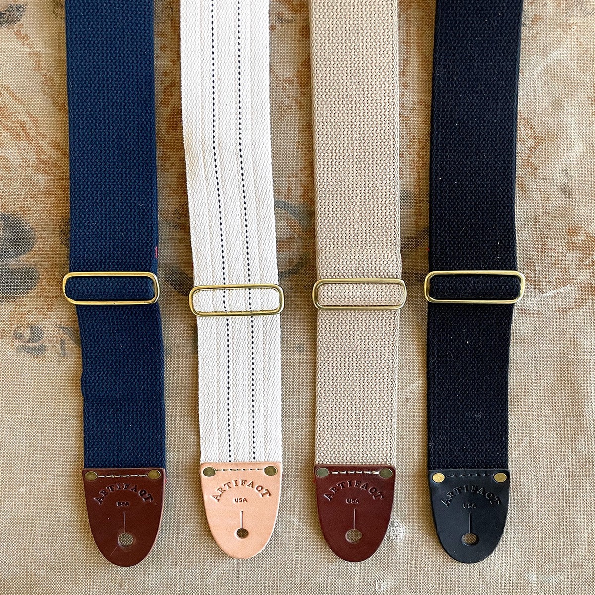 Guitar Strap in Woven Cotton Leather