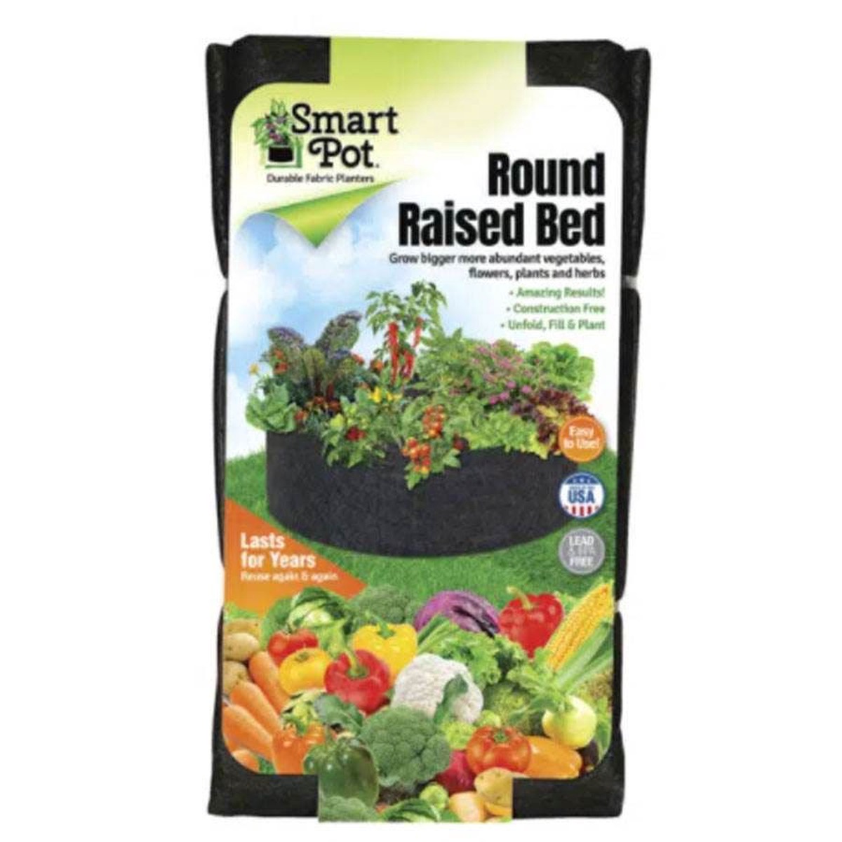 Smart Pot Round Raised Bed Junior (Black) 50-Gallon Fabric Planter