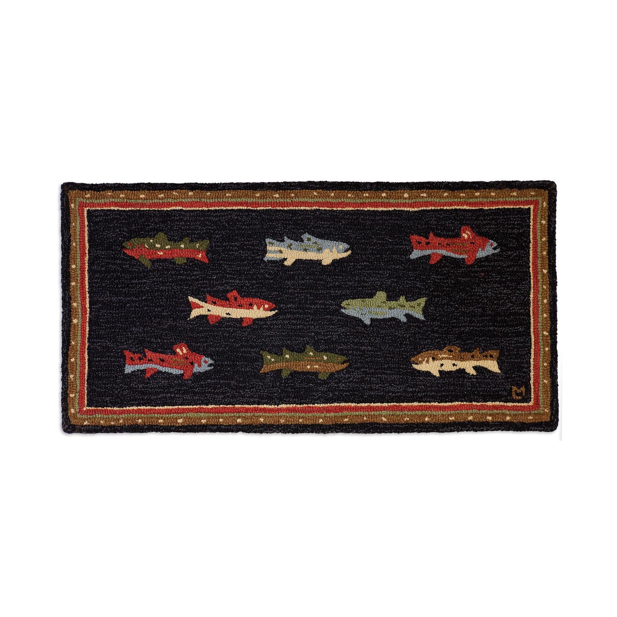 River Fish Hand-Hooked Wool Accent Rug 24 x 36