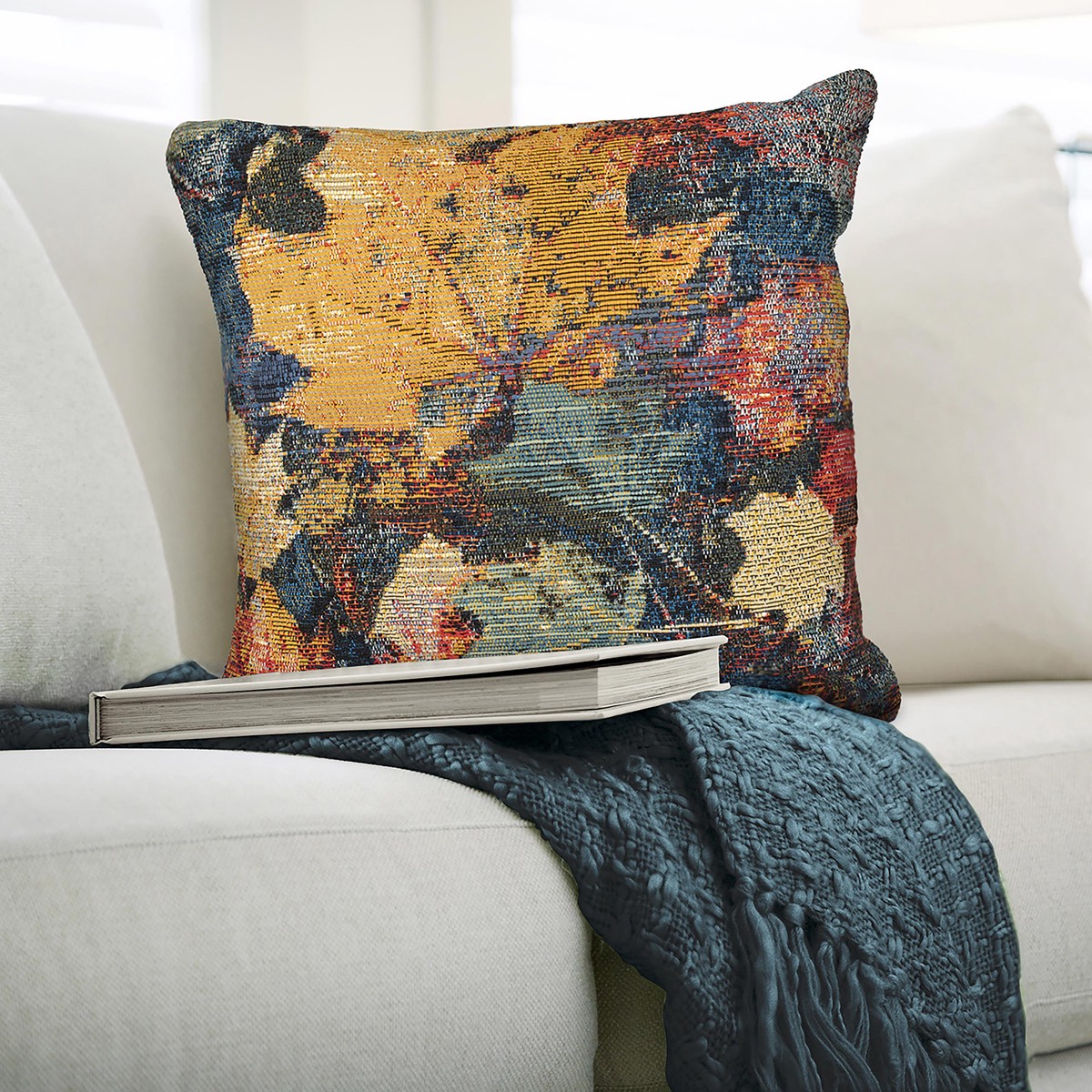 IndoorOutdoor Autumn Leaves Polypropylene Throw Pillow