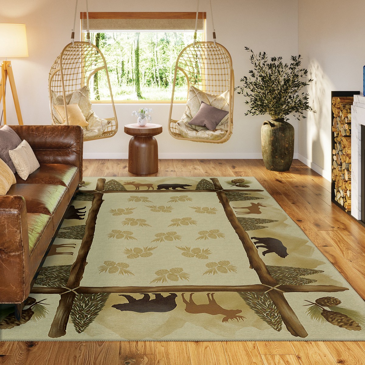 Woodland Excursion Block Polyester Rug