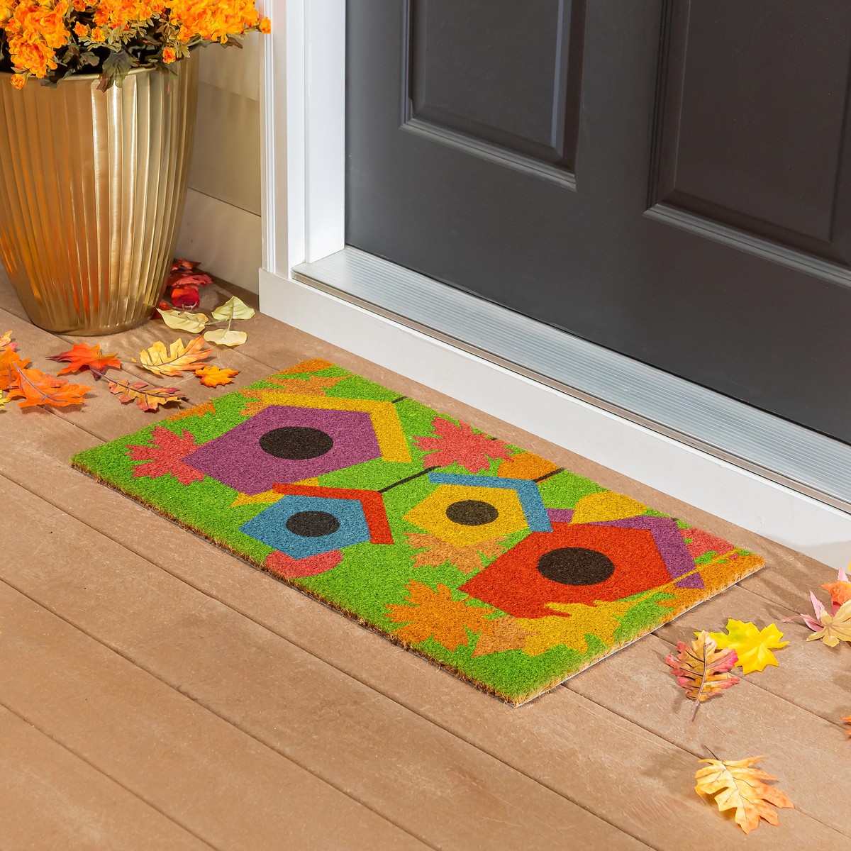 Flock Of Bird Houses Coir Mat