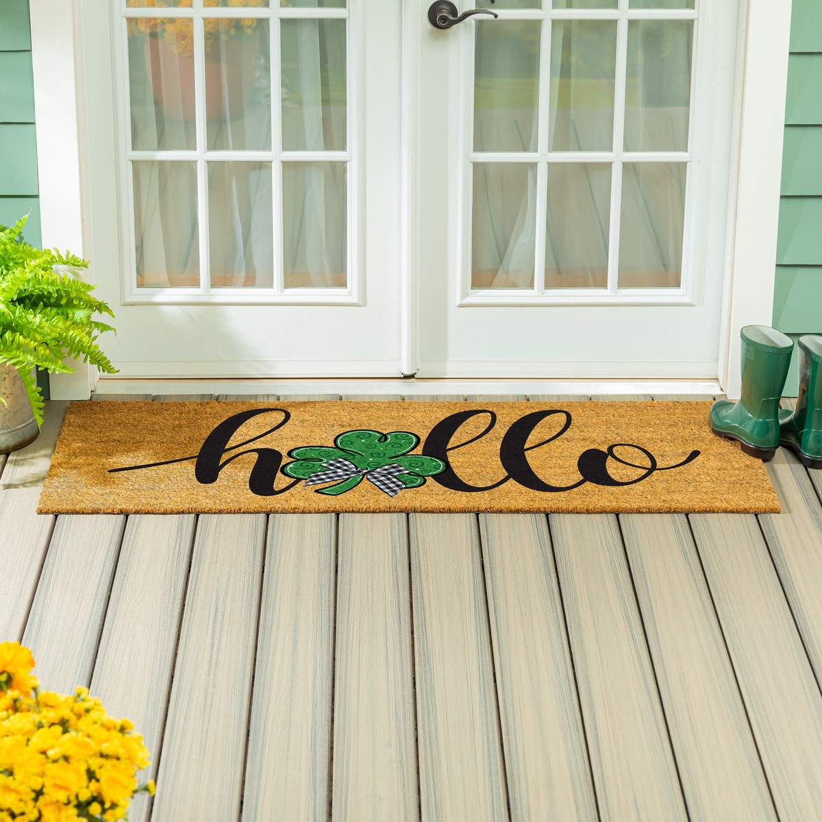 Hello Shamrock Extra Large Coir Mat 60x24