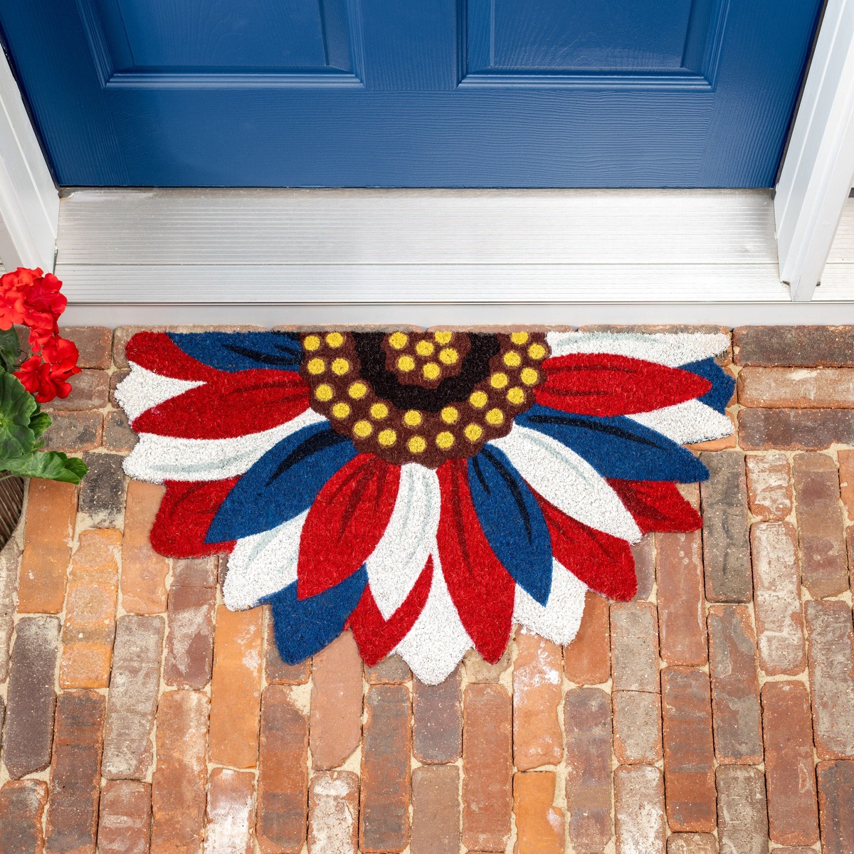 Patriotic Sunflower Shaped Coir Mat