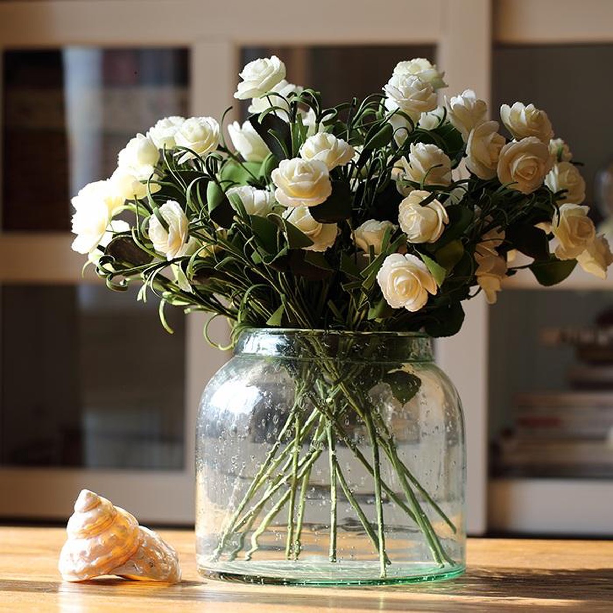 Artificial Flower Eco PE Camellia Bloom Stem Set in White 16 Tall