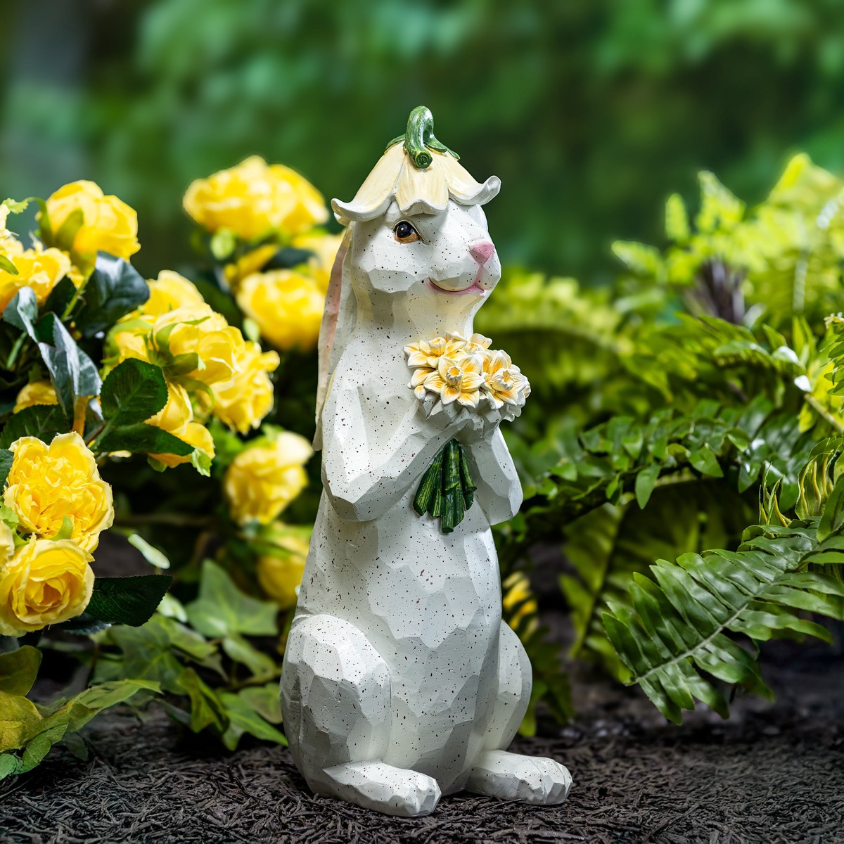 Bunny Blooms Garden Statue Blossom Bunny Resin Statue 145H