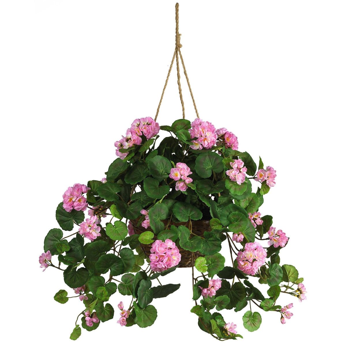 Geranium Hanging Basket Artificial Silk Plant (Red or Pink)