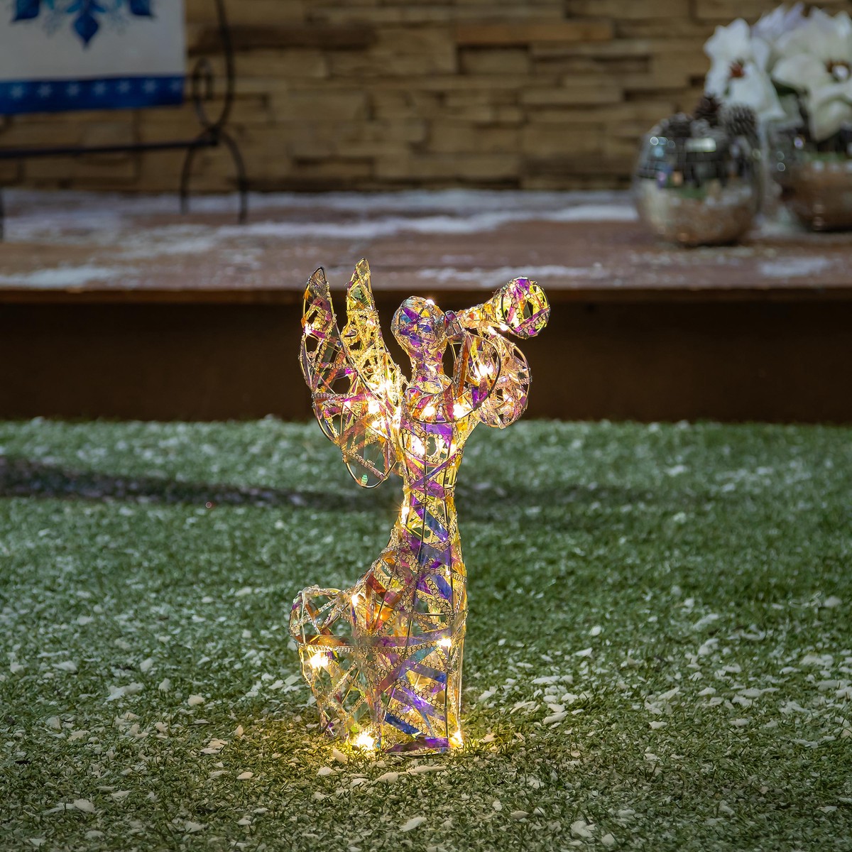 Season to Sparkle Garden Statue LED Statue Angel 16H