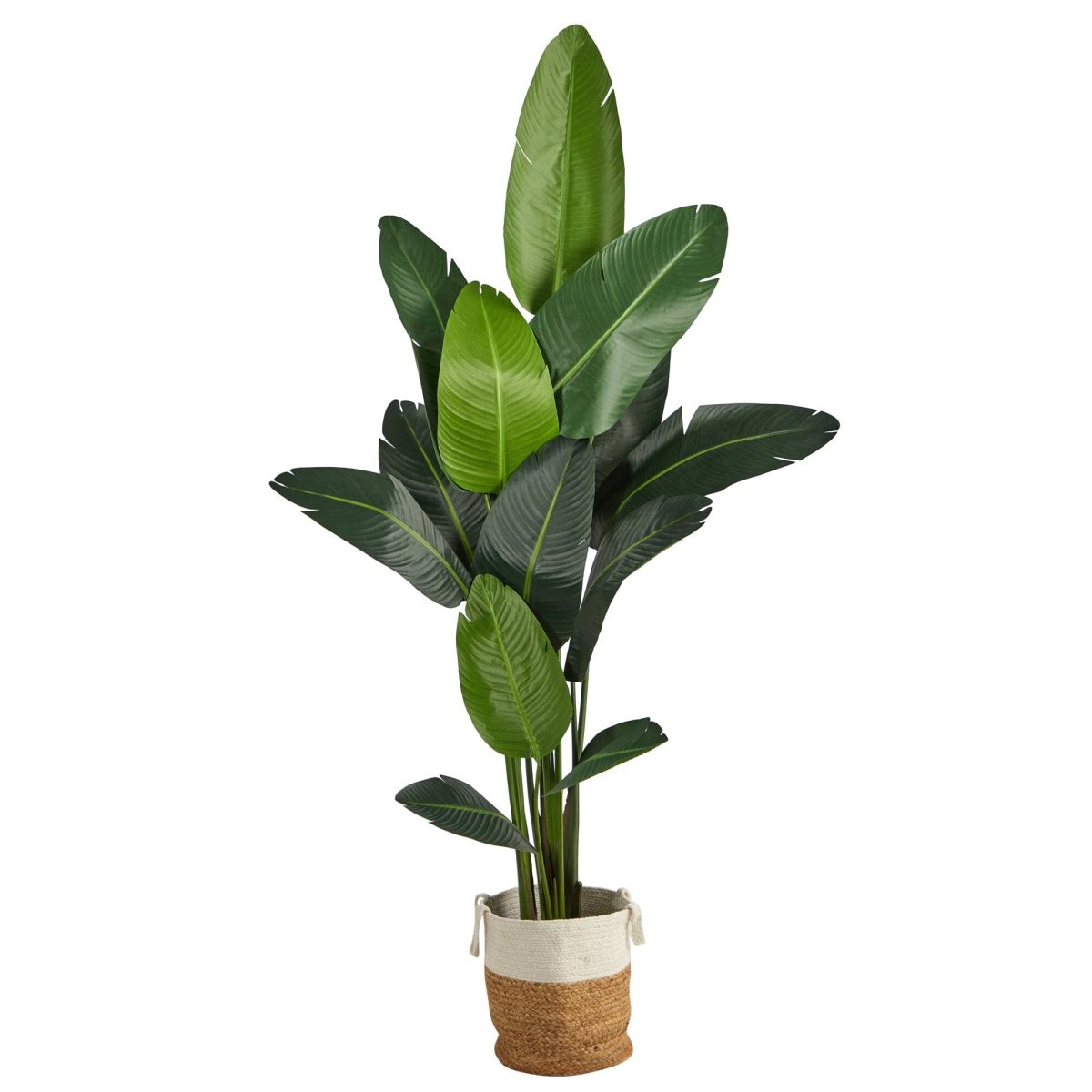 7-ft Artificial Travelers Palm Tree with Handmade Jute Cotton Basket