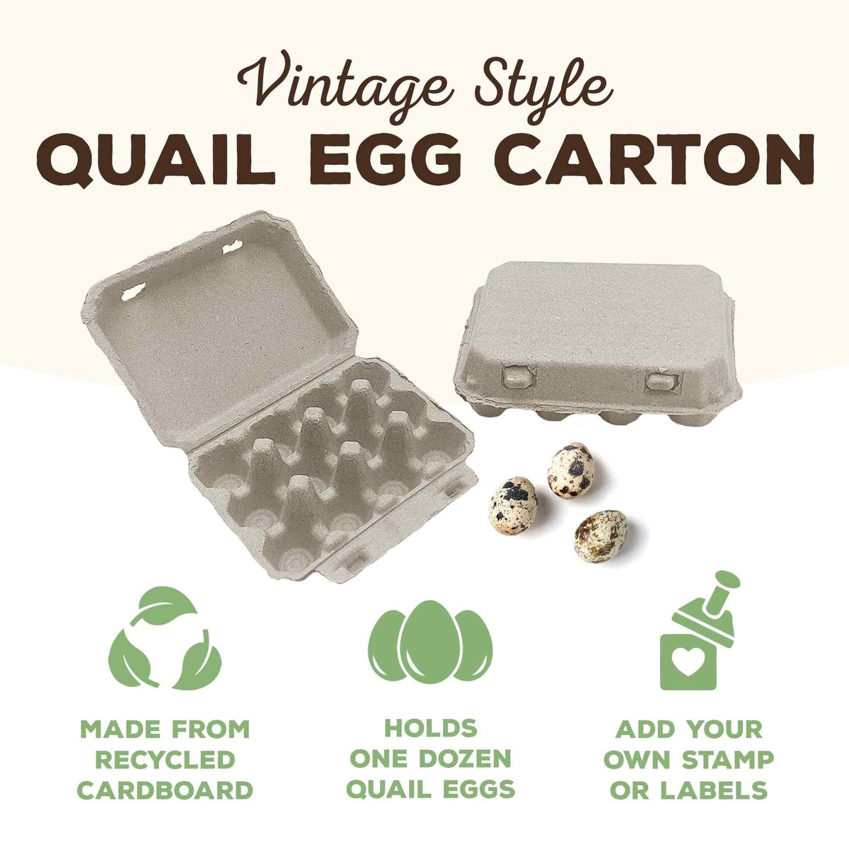Henlay Quail 12-Egg Carton 3x4 design Qty 30 144