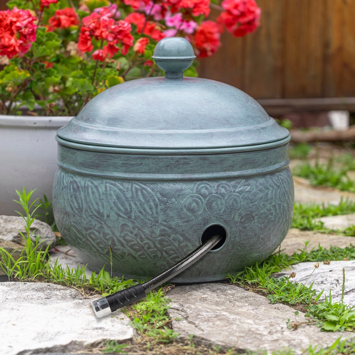 Key West Blue Verdegris Hose Pot with Lid