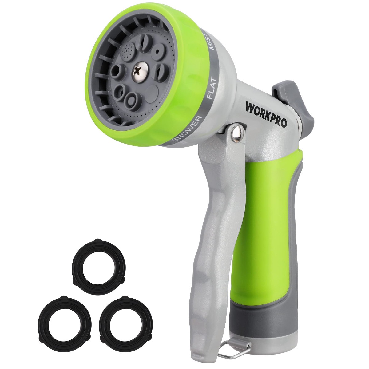 WORKPRO Garden High Pressure Water Hose Nozzle Sprayer with 8 Adjustable Watering Patterns Thumb Control Design