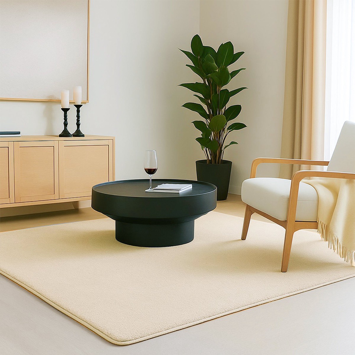 VOUNOT Living Room Rug Ultra Soft Shaggy Area Rug Modern Carpet 140x200cm Beige