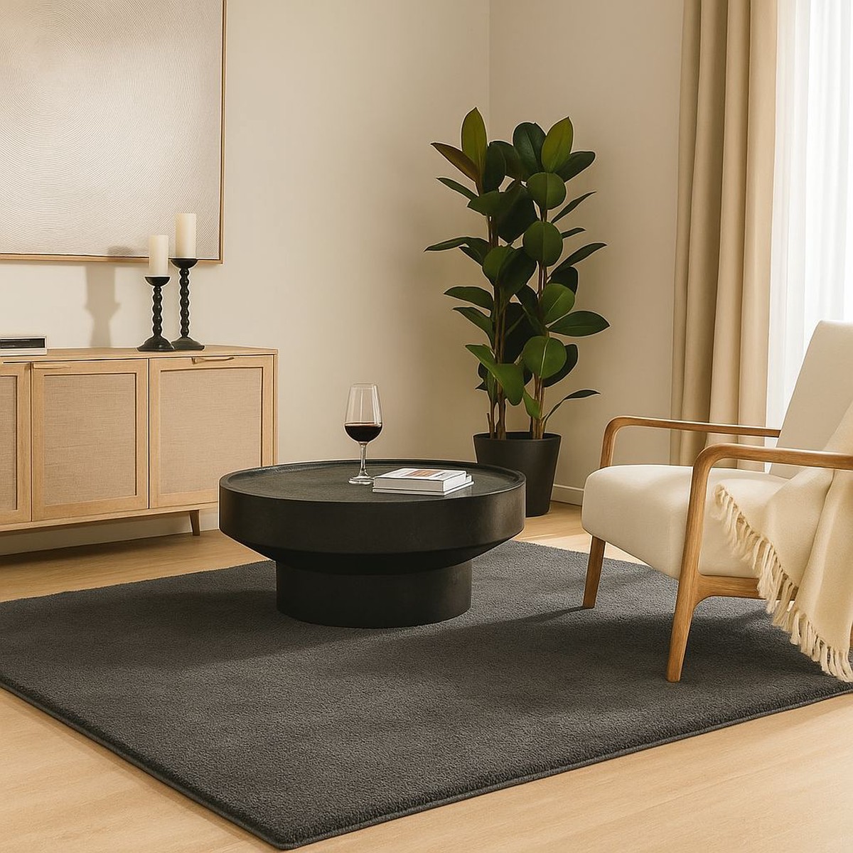 VOUNOT Living Room Rug Ultra Soft Shaggy Area Rug Modern Carpet 80x150cm Anthracite